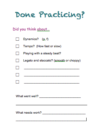 Free Teaching Resource - Practicing Checklist